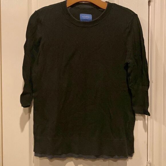 Simply Vera Wang Women's Two-Tone 3/4th Sleeve Cotton Top Size Medium NWOT - Picture 1 of 8